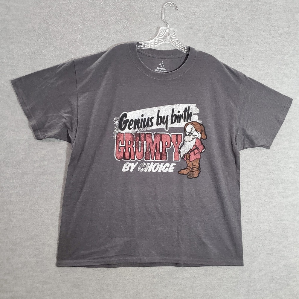 Disneyland Resort Men Shirt XL Gray Grumpy By Choice Graphic Short Sleeve Tee